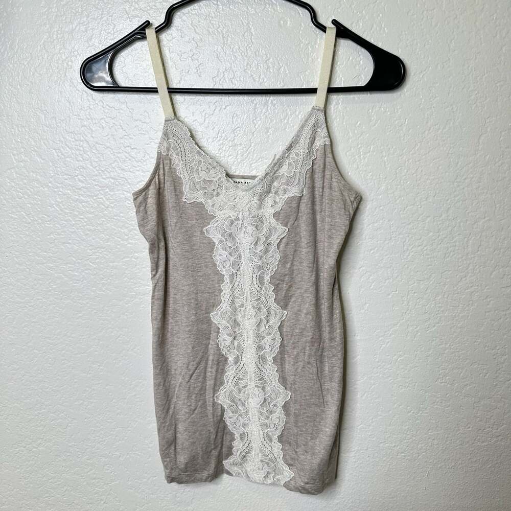 Banana Republic Beige and White Lace Trim Camisole Tank Top Small